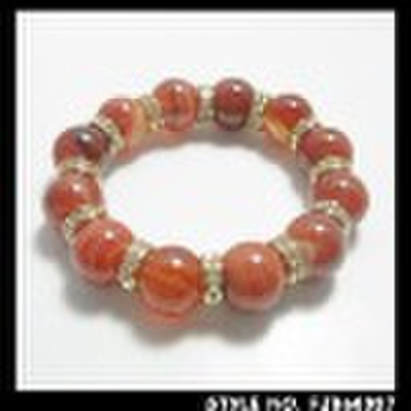 Agate with rondel elastic bracelet