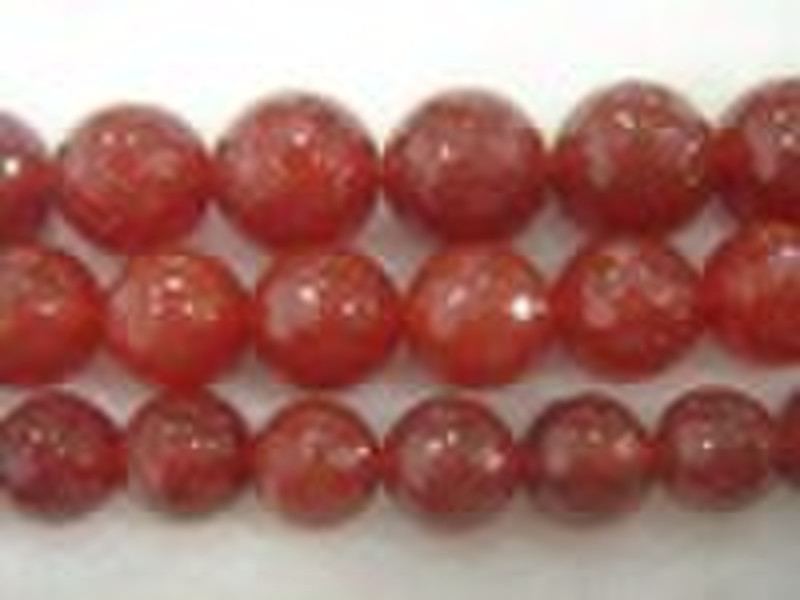 semi-gems red agate faceted round beads 10-14mm, l