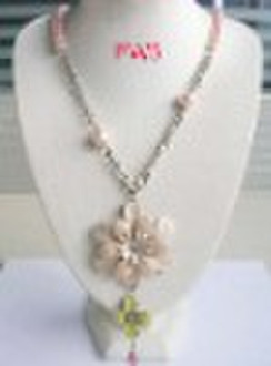 pearl necklace with epoxy pendant