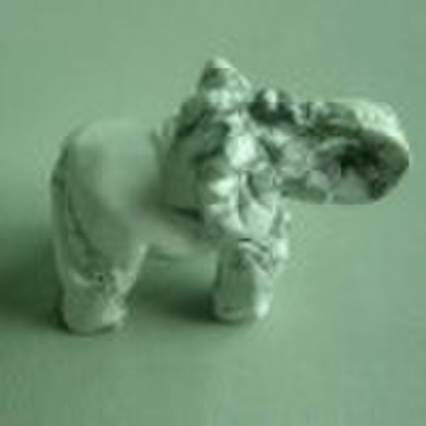 2" gemstone  carved elephant in  white howlit