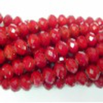 16" 6x8mm glass beads faceted abacus by hand