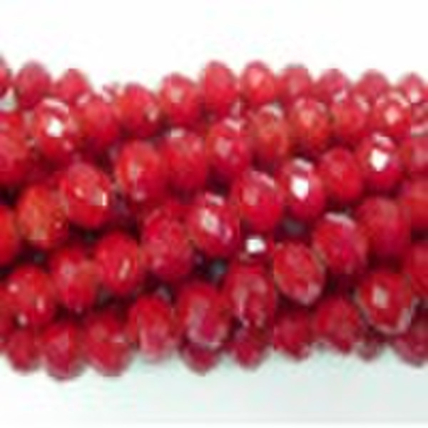 16" 6x8mm glass beads faceted abacus by hand