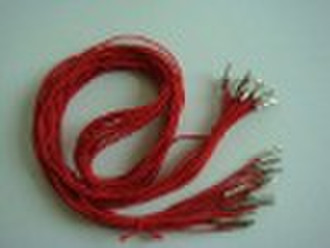 Elastic cord with barb at ends