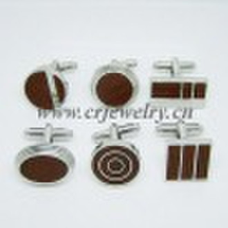 Stainless Steel Woods Inlaid Cuff links