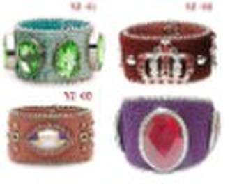 rhinestone leather bracelets