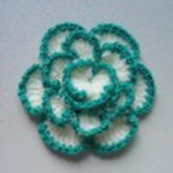 green and white crochet flower