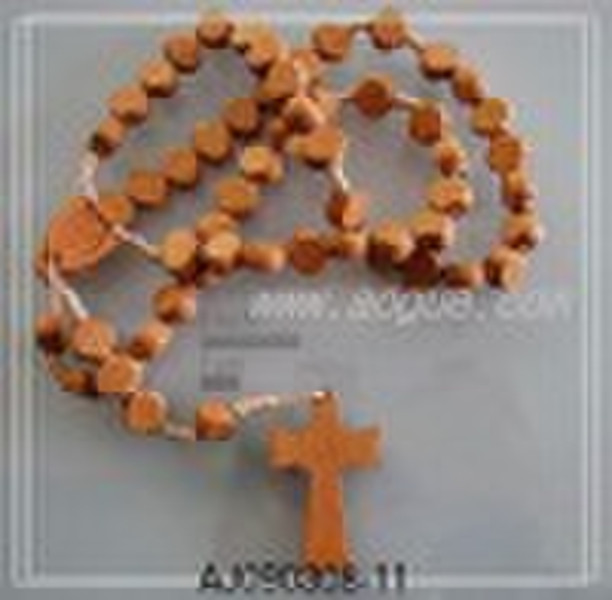 Wood Beads Rosary Necklace