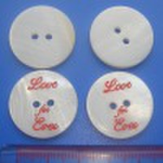 Natural River Shell Buttons with Laser in Red Spra