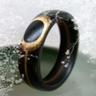 Inlay Wood Ring ebony, maple, walnut