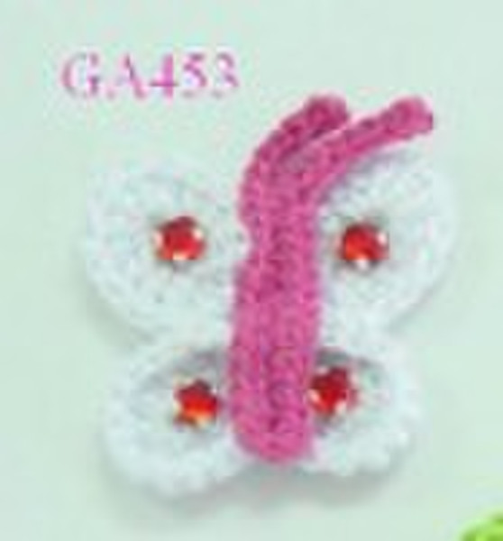 crochet flower with rhinestones for garment