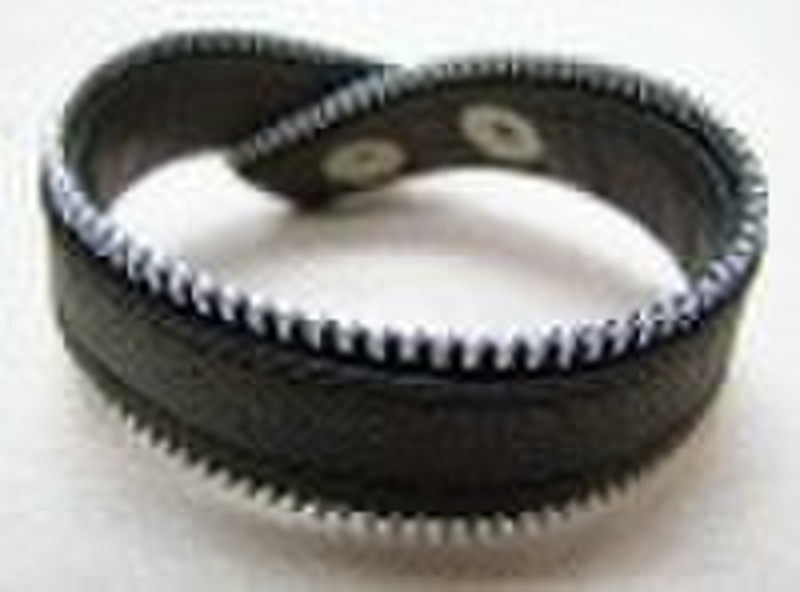 kzb04 Zipper Leather Wristbands