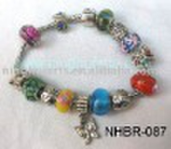 Brand bracelet silver tone with beads and charms