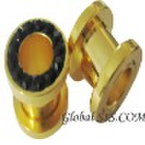 Gold Titanium plug with crystal ferido jewelry