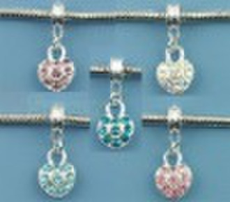 Dangle Heart Charm Bead Mixed Fit Charm Bracelet