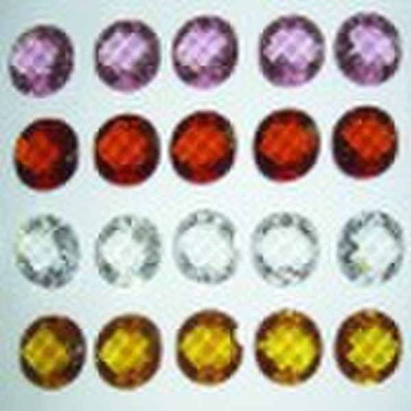 Round Checkerboard Flat Bottom Cubic Zirconia