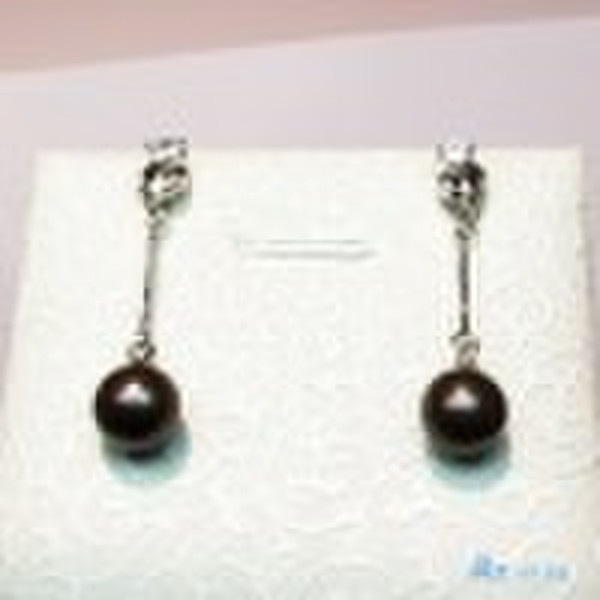 7.5-8mm AAA black seawater pearl earring