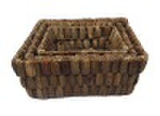 water hyacinth & wooden piece  square tray