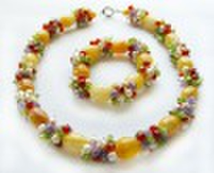 gemstone set Yellow Jade