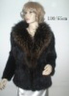 racoon and mink knitted fur coat