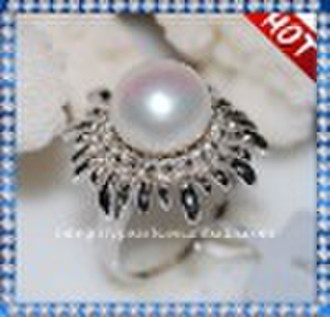 11-12mm sterling silver anniversary pearl ring