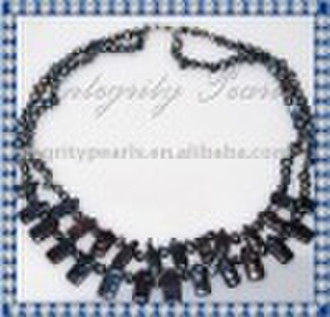 black two rows pearl necklace