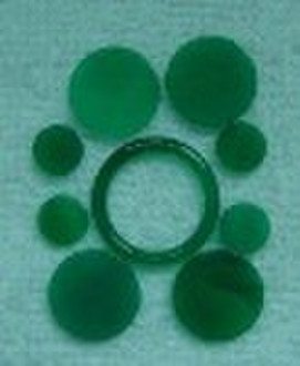 flat round and ring in green agate