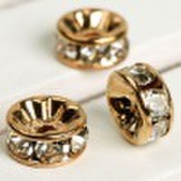 8mm gold plated rhinestone spacer beads