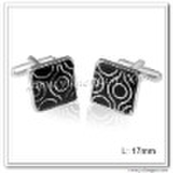 Black Enamel Cufflinks with Solid Resin