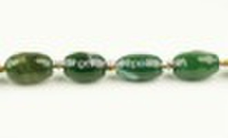 Dyed Green Agate Faceted Large Rice Beads