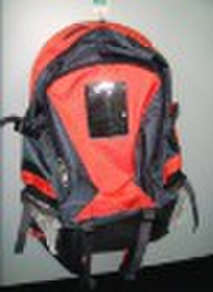 Red solar backpack