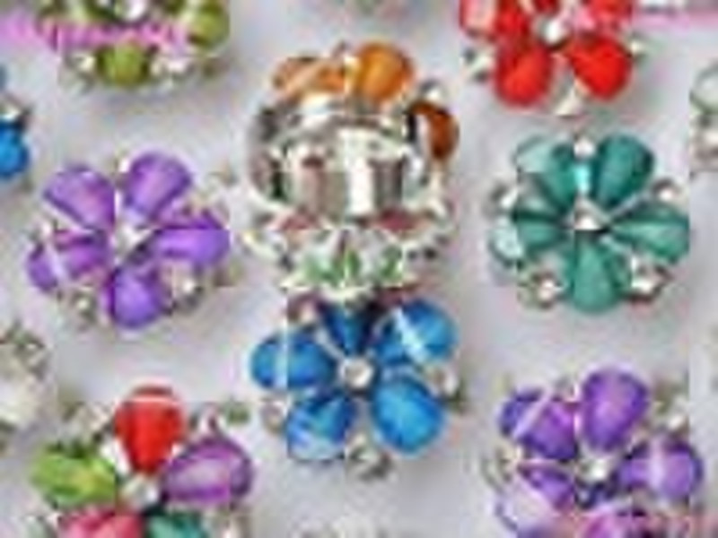 crystal resin rhinestone flower jewelry rings R101