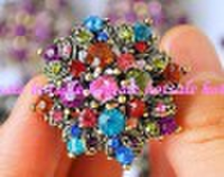 Full Rhinestone charm gemstone rings Rh3697N