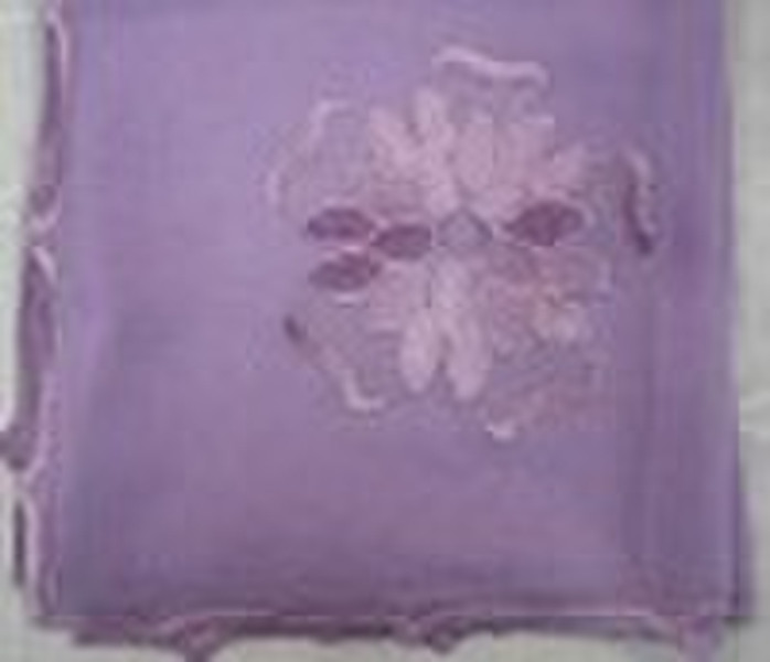 Embroidered scarf with Purple flower