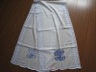 White Embroidery scarf whit blue rose