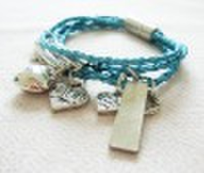 blue leather string metal charm fashion jewelry br