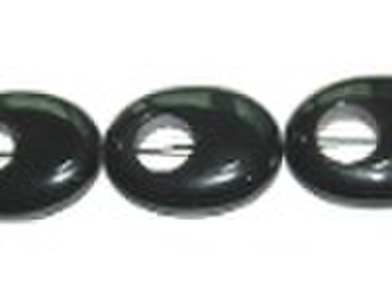 black agate 30*22 oval loose bead