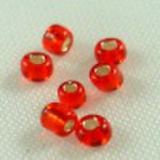 silver lined red glass bead