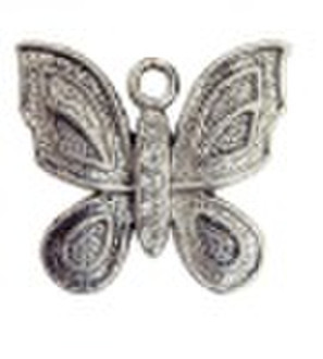 rhinestone beads metal charm alloy butterfly