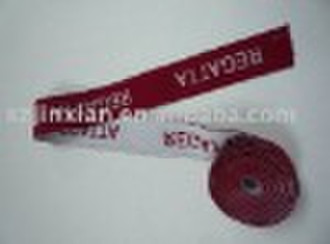 4cm wide ,red color with white logo, nylon elastic