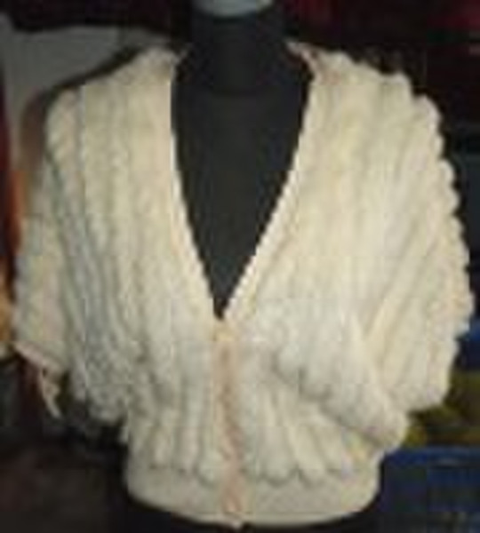 Ladies fashion knitted rabbit fur shawl