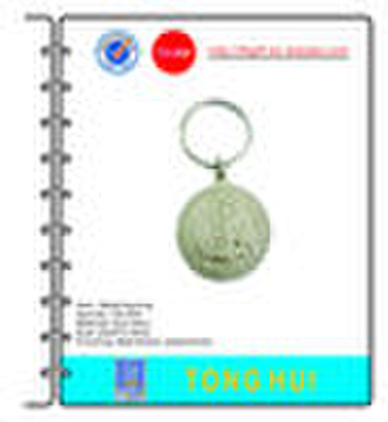 fashion metal coin Key chain w/pearl nickel finish