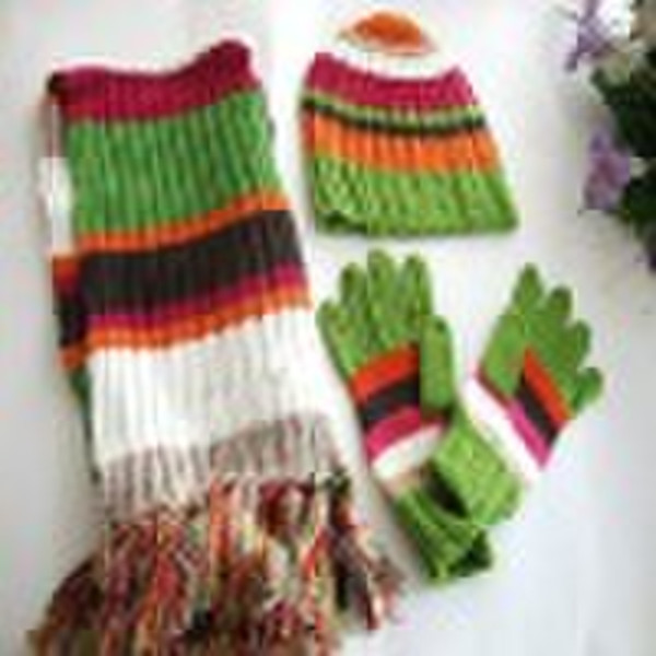 knitting scarf,cap, glove set