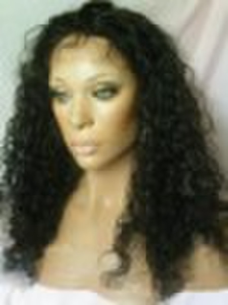 stock 18in water wave human hair lace wig
