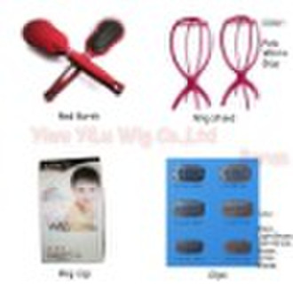 Brush,wig stand,clips and hair net