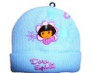 fashion knitted hat with pvc badge-RL-HA082