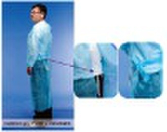 Non-woven isolation gown with 4 waist belts