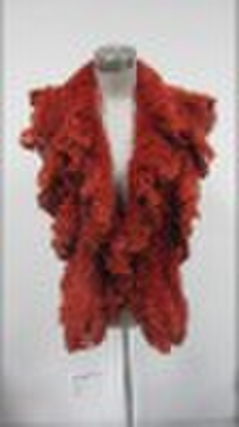 Rabbit fur with yarn knitted shawl