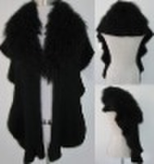 Tibet sheep fur with cashmere knitted shawl