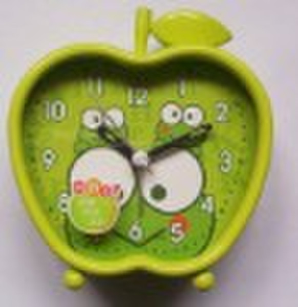 Metal twin bell clock, apple , alarm