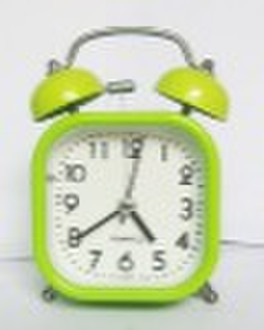 Metal twin bell alarm clock, with light and alarm